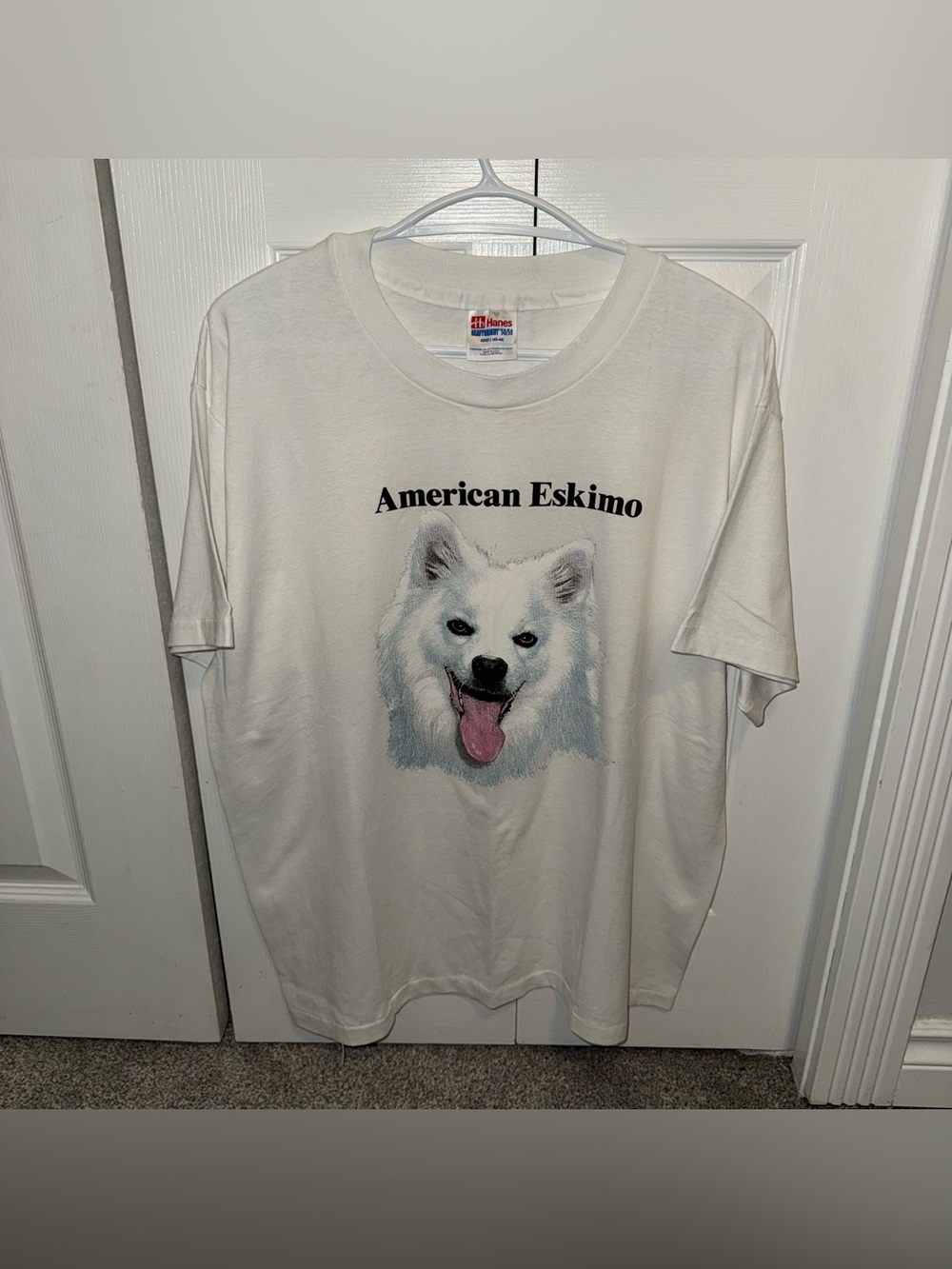 Hanes White American Eskimo Dog Graphic Tee